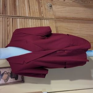 Burgundy Red Women's Short Sleeve Jacket Blazer by Briggs New York 16